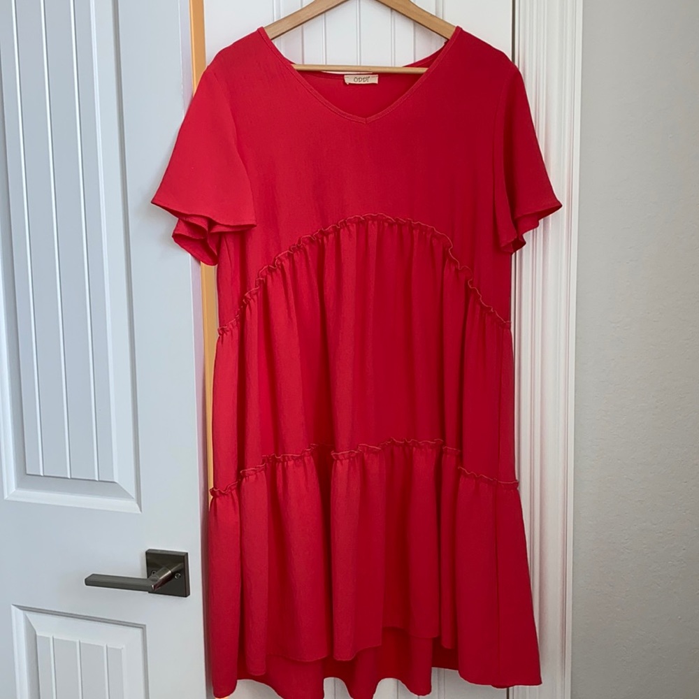 ODDY tiered pink dress